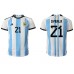 Maillot de foot Argentine Paulo Dybala #21 Domicile vêtements Monde 2022 Manches Courtes